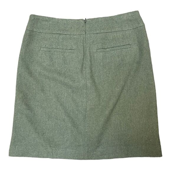 Talbots Sz 4P Green Pencil Skirt Wool Blend Zippered Pockets Workwear Preppy - Picture 6 of 6